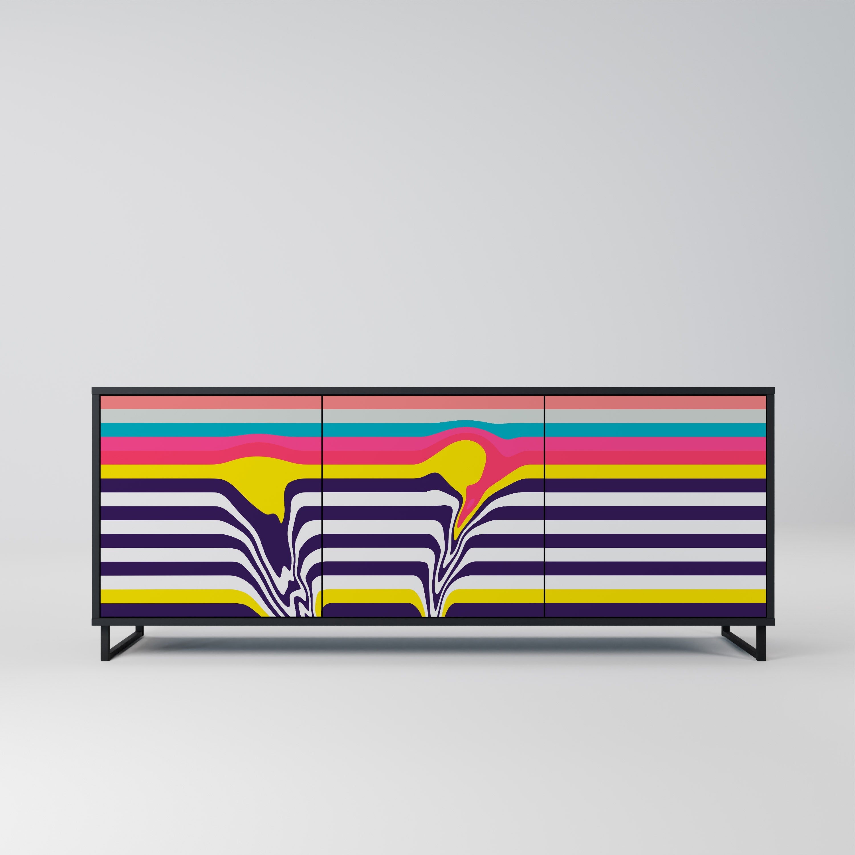 TONE COLLAPSE Aparador de 3 Portas em Acabamento Preto