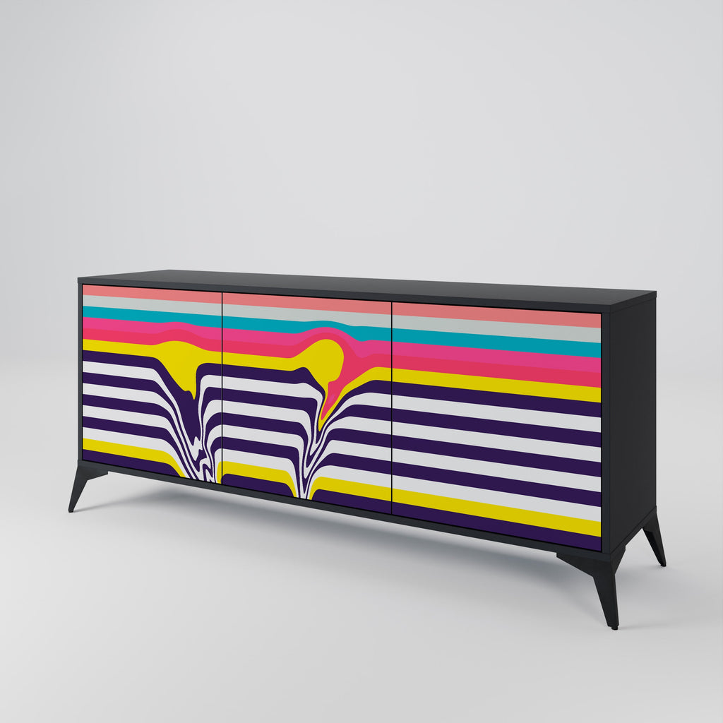 TONE COLLAPSE 3-Door Sideboard in Black Finish
