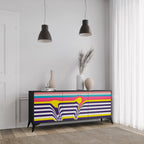 TONE COLLAPSE 3-Door Sideboard in Black Finish