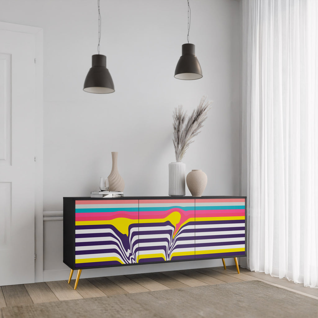 TONE COLLAPSE 3-Door Sideboard in Black Finish