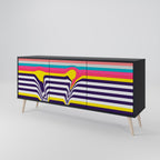 TONE COLLAPSE 3-Door Sideboard in Black Finish