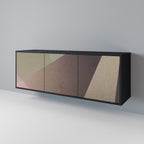 BEIGE GEOMETRY 3-Door Sideboard in Black Finish