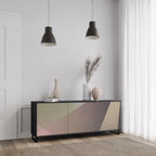 BEIGE GEOMETRY 3-Door Sideboard in Black Finish