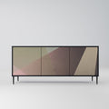 BEIGE GEOMETRY 3-Door Sideboard in Black Finish