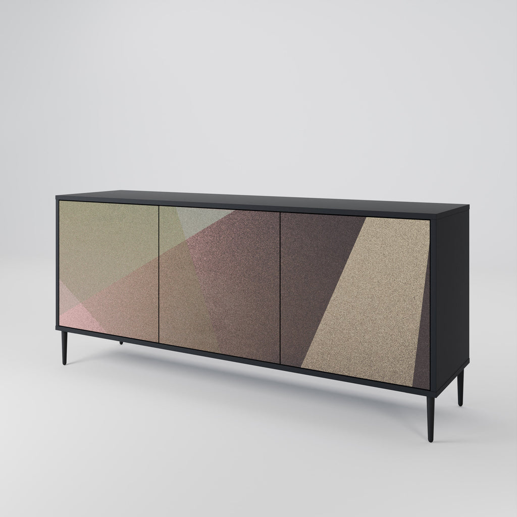 BEIGE GEOMETRY 3-Door Sideboard in Black Finish