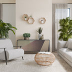 BEIGE GEOMETRY 3-Door Sideboard in Black Finish