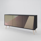 BEIGE GEOMETRY 3-Door Sideboard in Black Finish