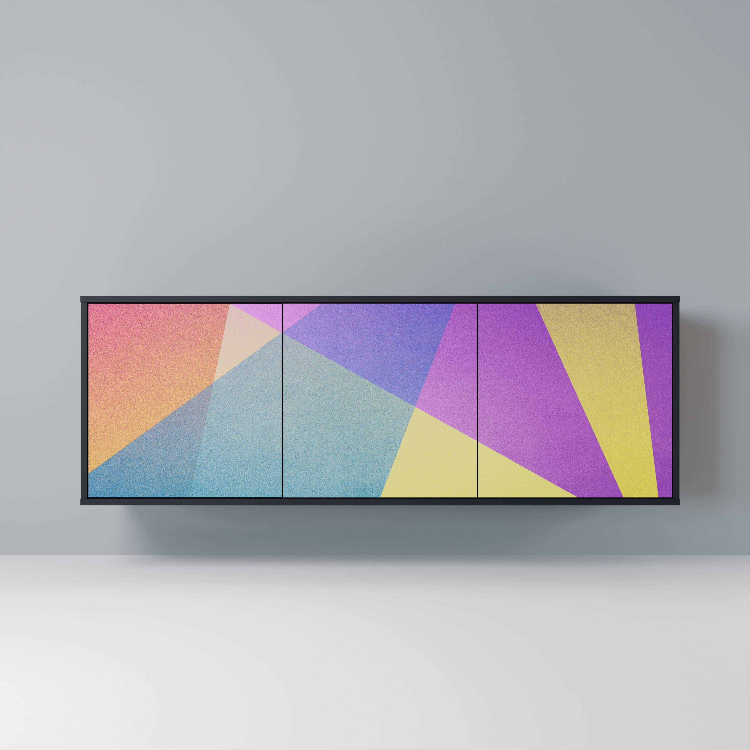 BRIGHT GEOMETRY Aparador de 3 Portas em Acabamento Preto