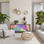 BRIGHT GEOMETRY Aparador de 3 Portas em Acabamento Preto