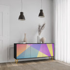 BRIGHT GEOMETRY Aparador de 3 Portas em Acabamento Preto