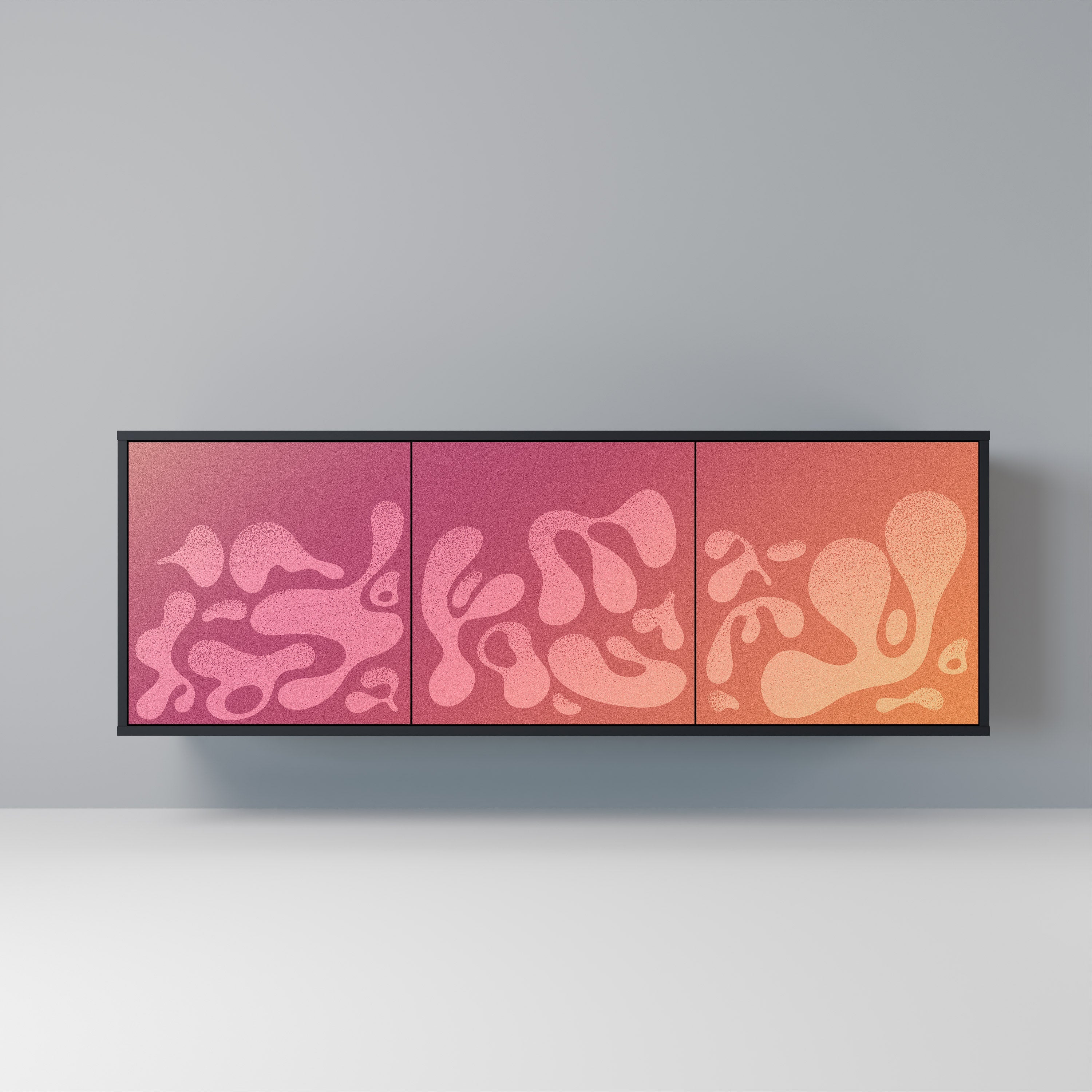 IRREGULAR PINK Aparador de 3 Portas em Acabamento Preto