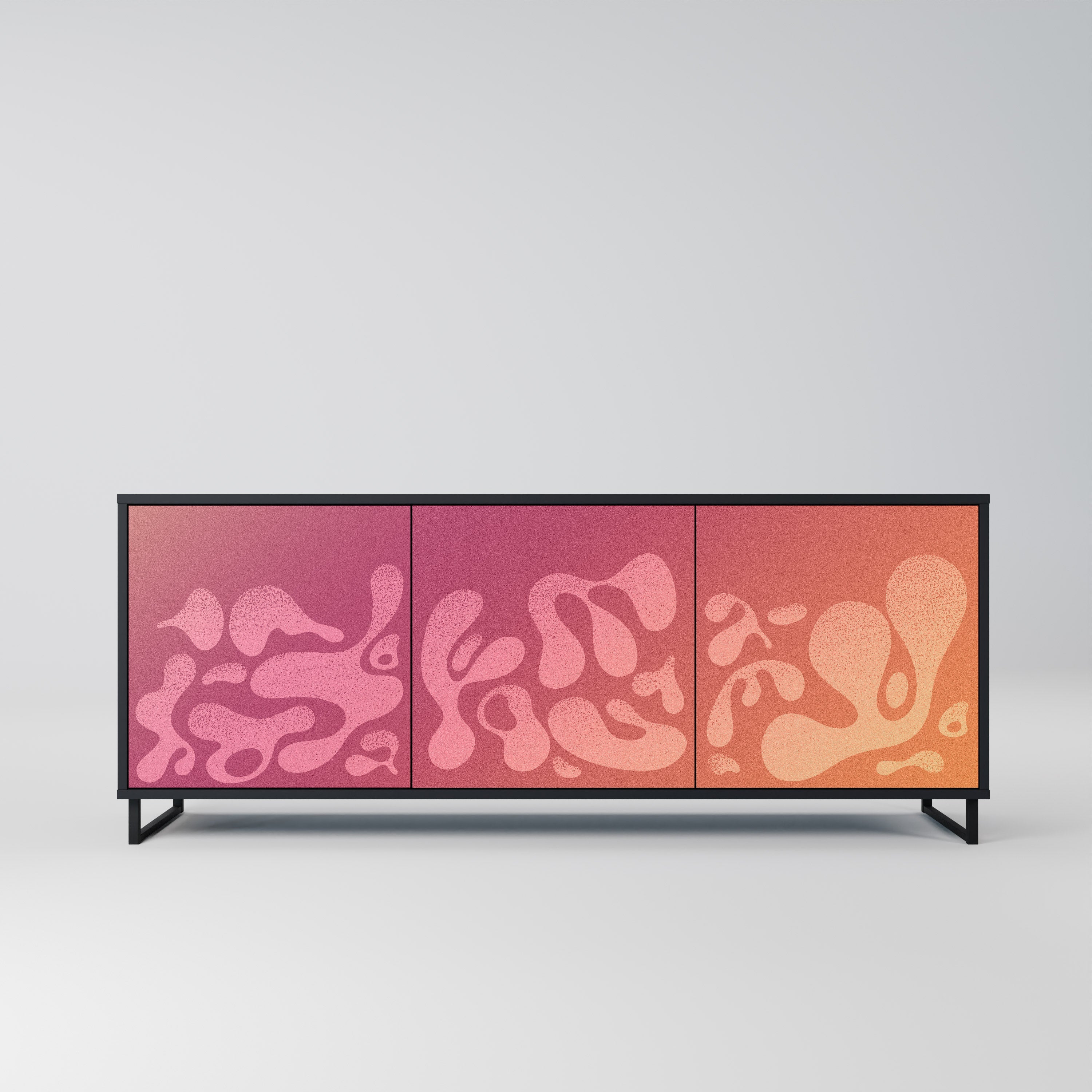 IRREGULAR PINK Aparador de 3 Portas em Acabamento Preto