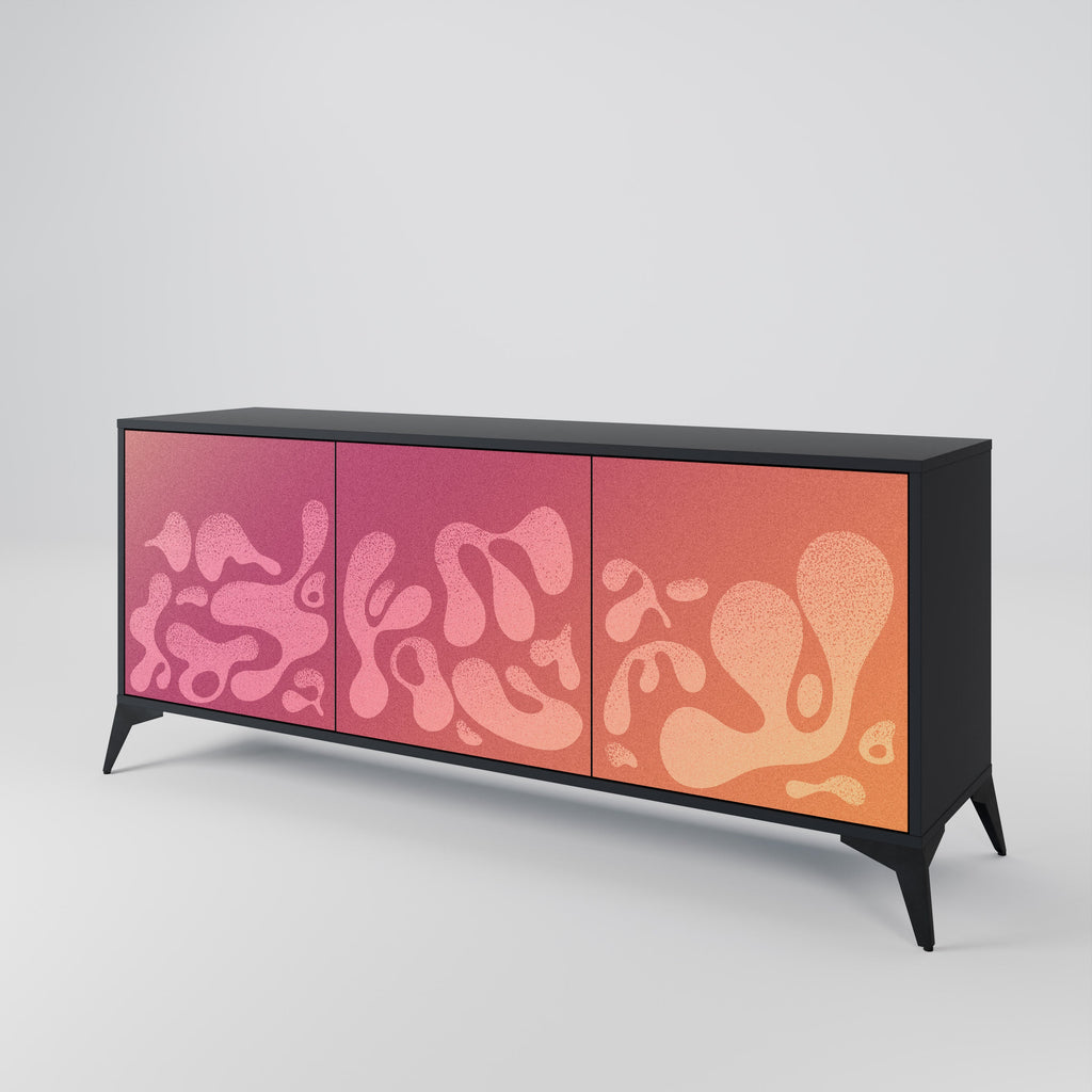 IRREGULAR PINK 3-Door Sideboard in Black Finish