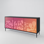 IRREGULAR PINK 3-Door Sideboard in Black Finish