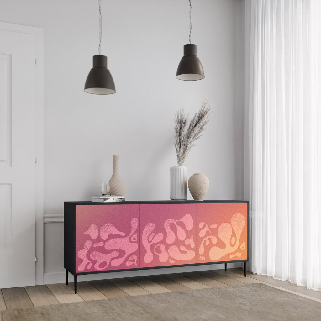 IRREGULAR PINK 3-Door Sideboard in Black Finish