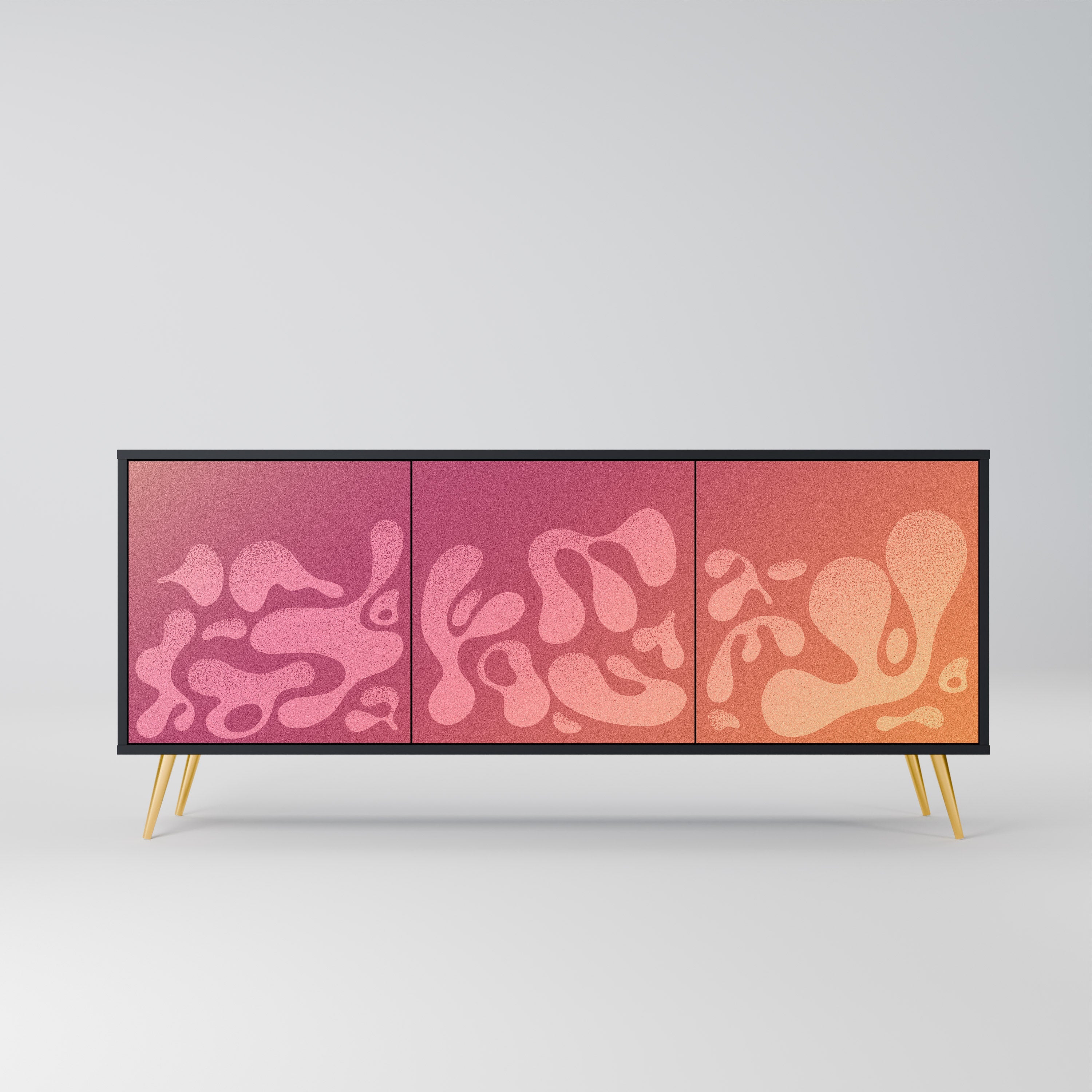 IRREGULAR PINK Aparador de 3 Portas em Acabamento Preto