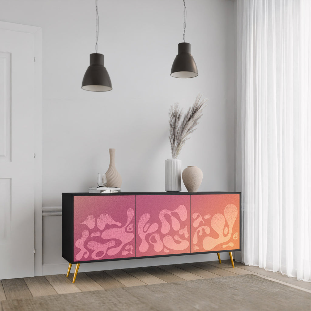 IRREGULAR PINK 3-Door Sideboard in Black Finish