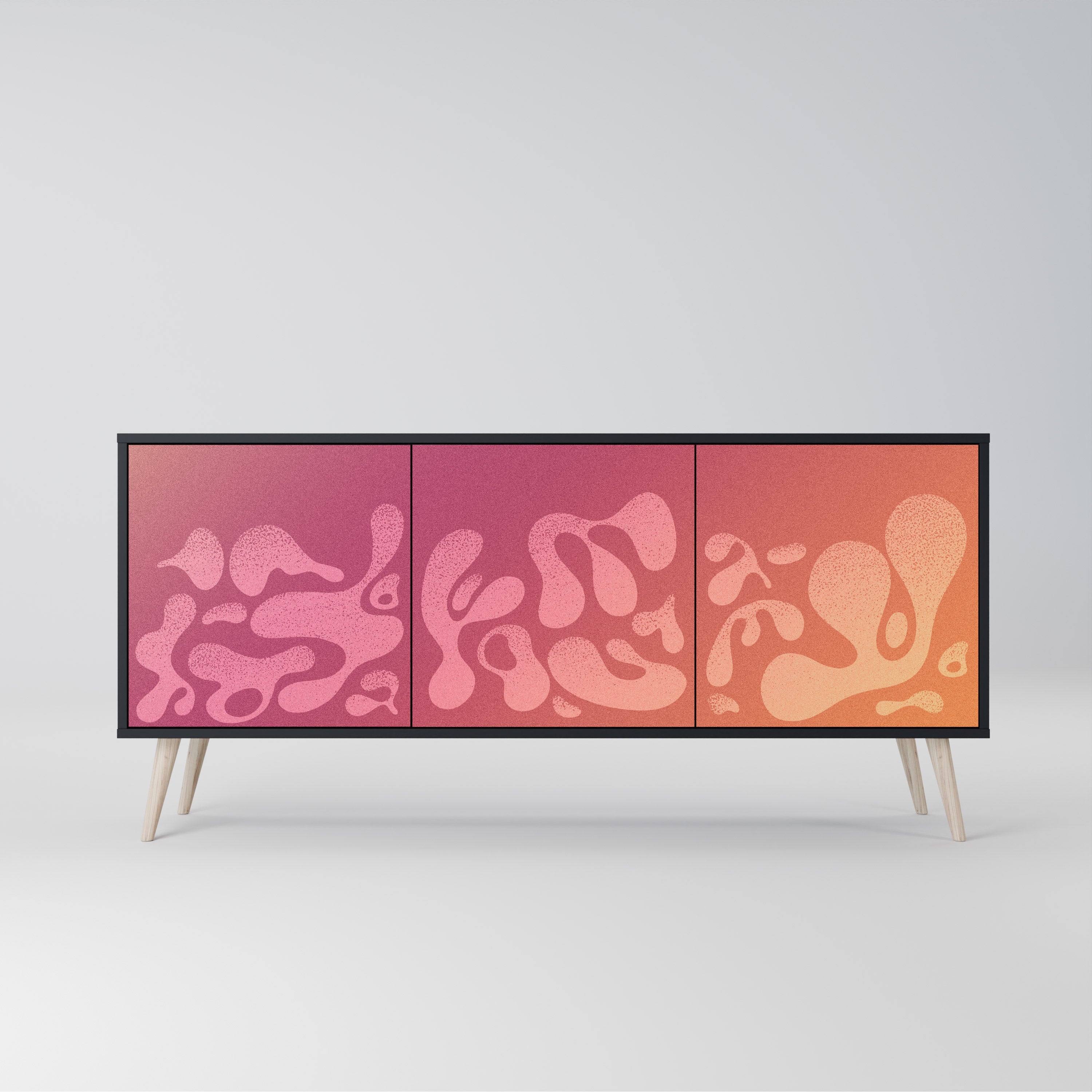 IRREGULAR PINK Aparador de 3 Portas em Acabamento Preto