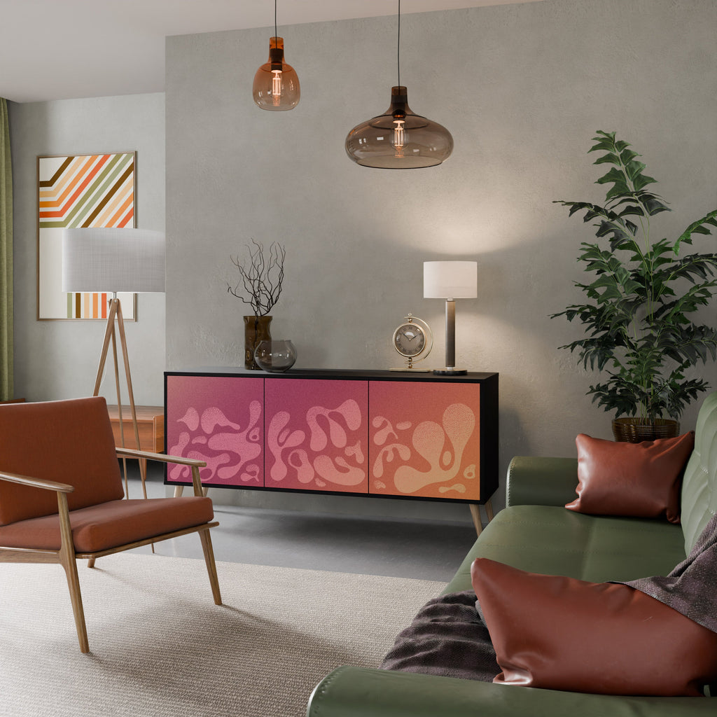 IRREGULAR PINK 3-Door Sideboard in Black Finish