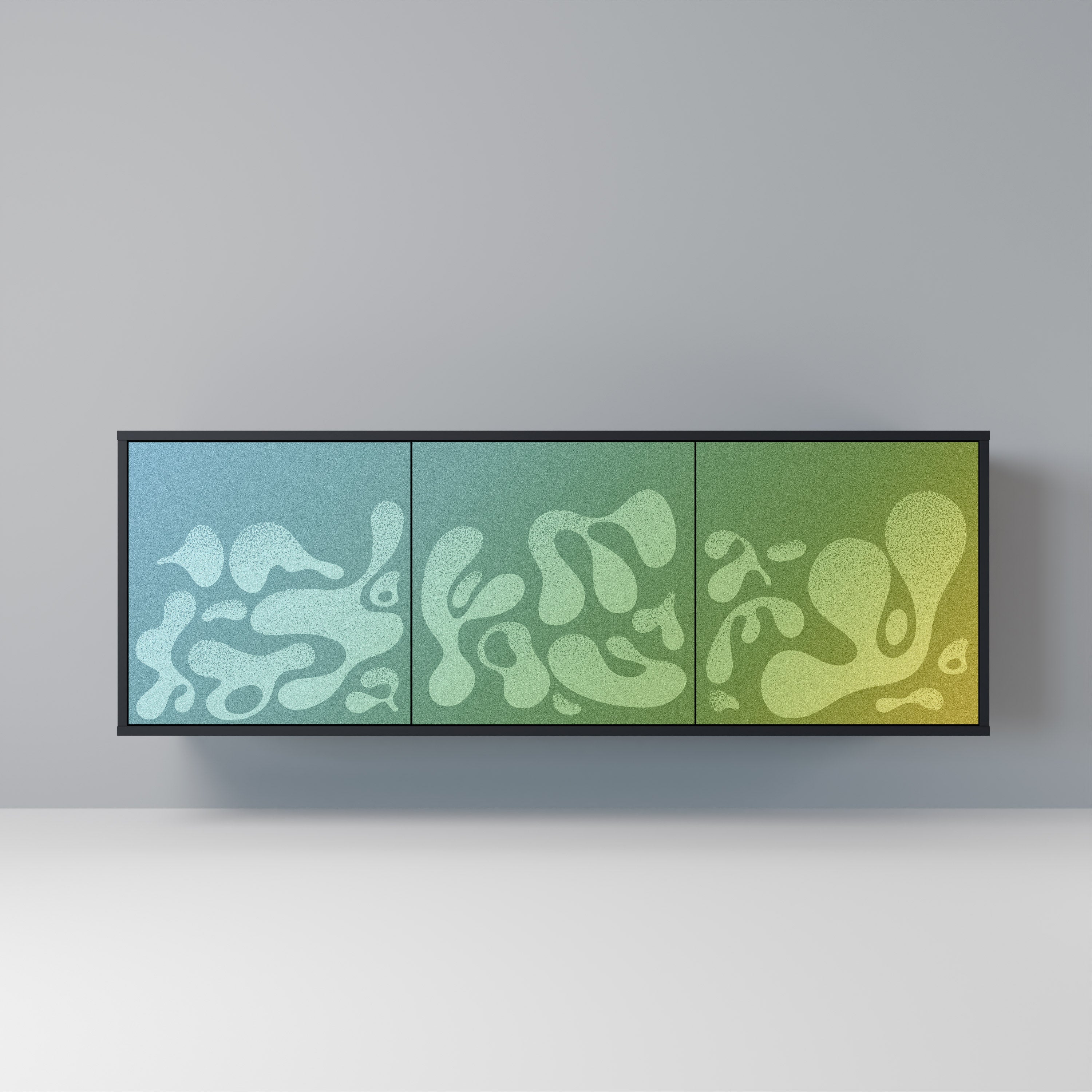 IRREGULAR BLUE Aparador de 3 Portas em Acabamento Preto