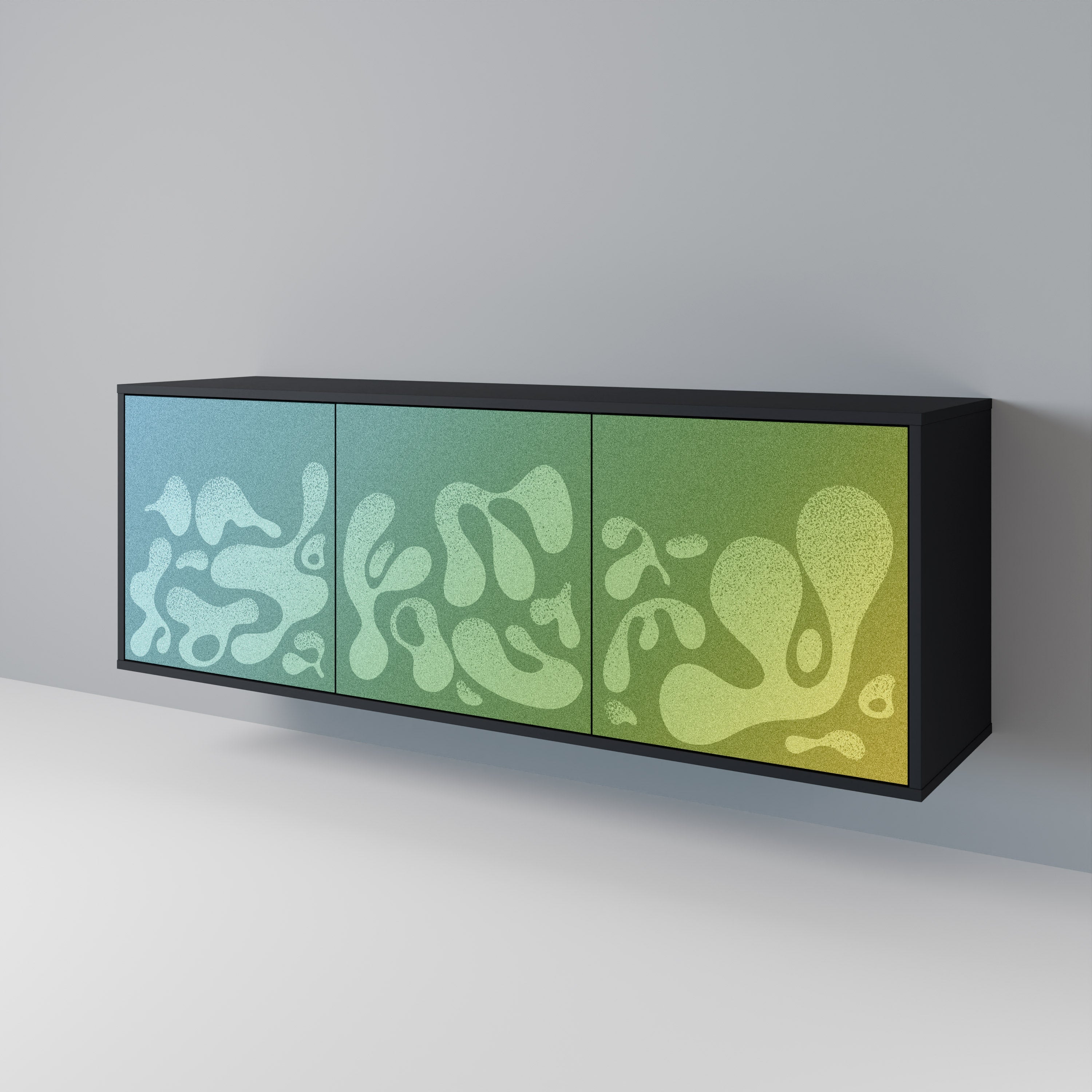 IRREGULAR BLUE 3-Door Sideboard in Black Finish