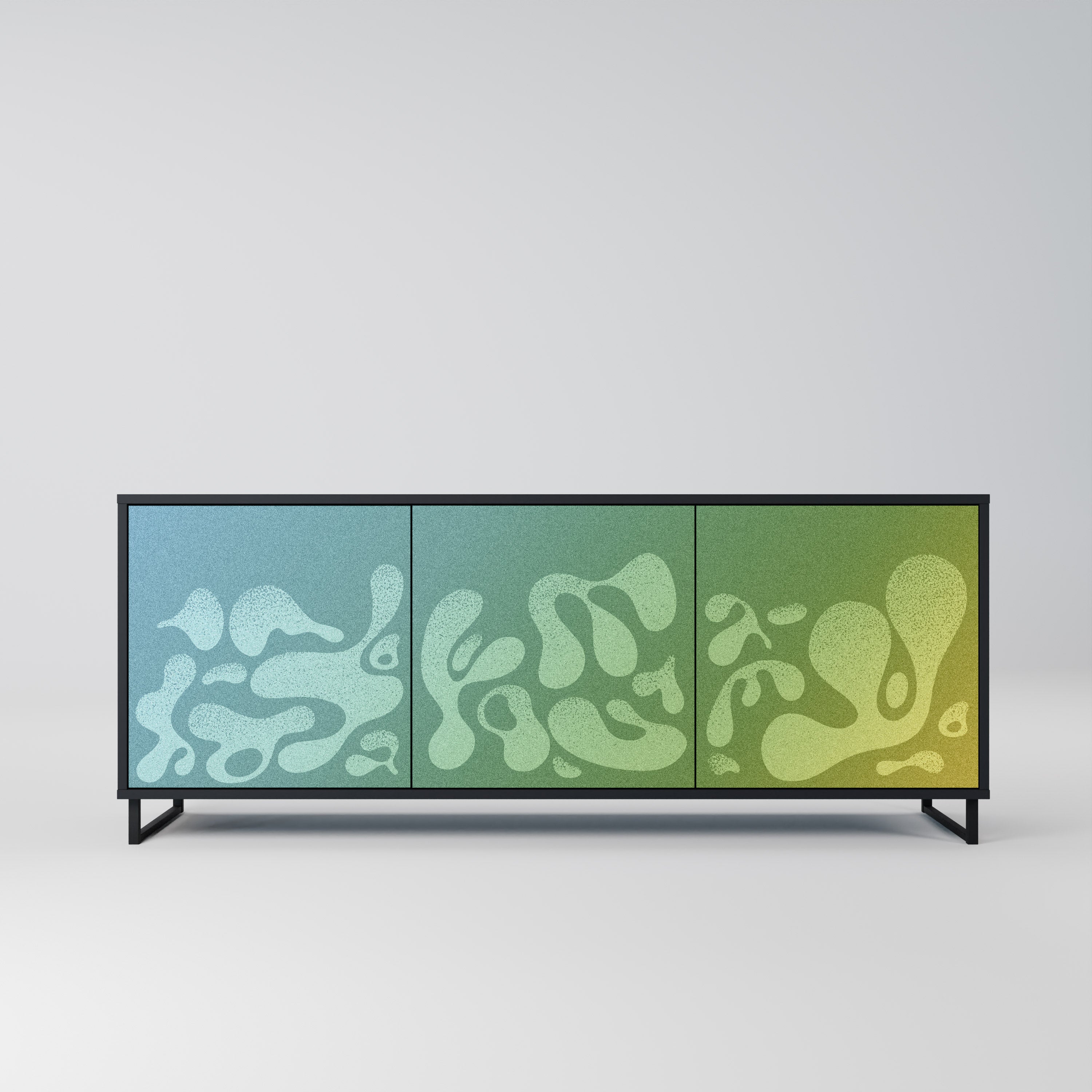 IRREGULAR BLUE Aparador de 3 Portas em Acabamento Preto