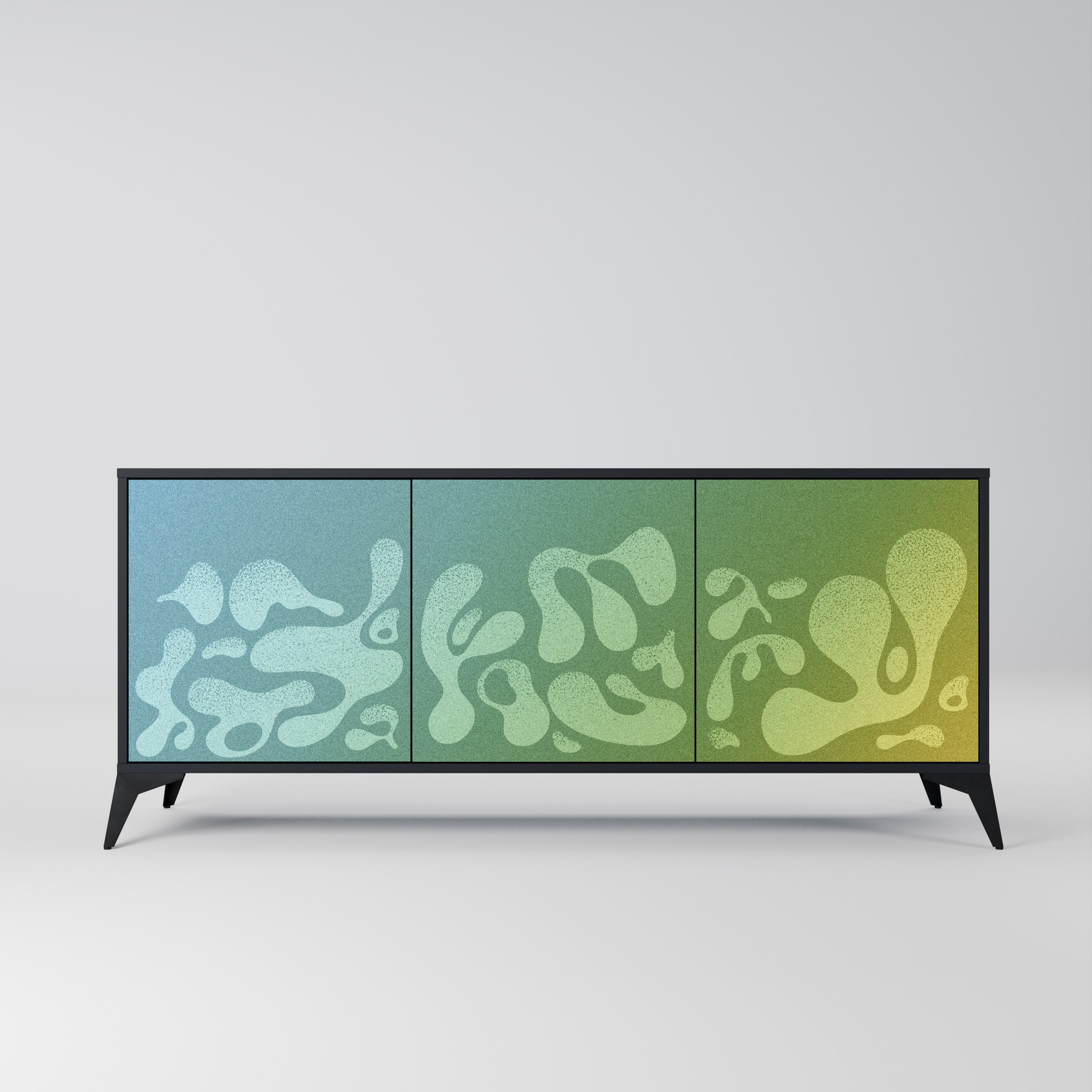 IRREGULAR BLUE Aparador de 3 Portas em Acabamento Preto