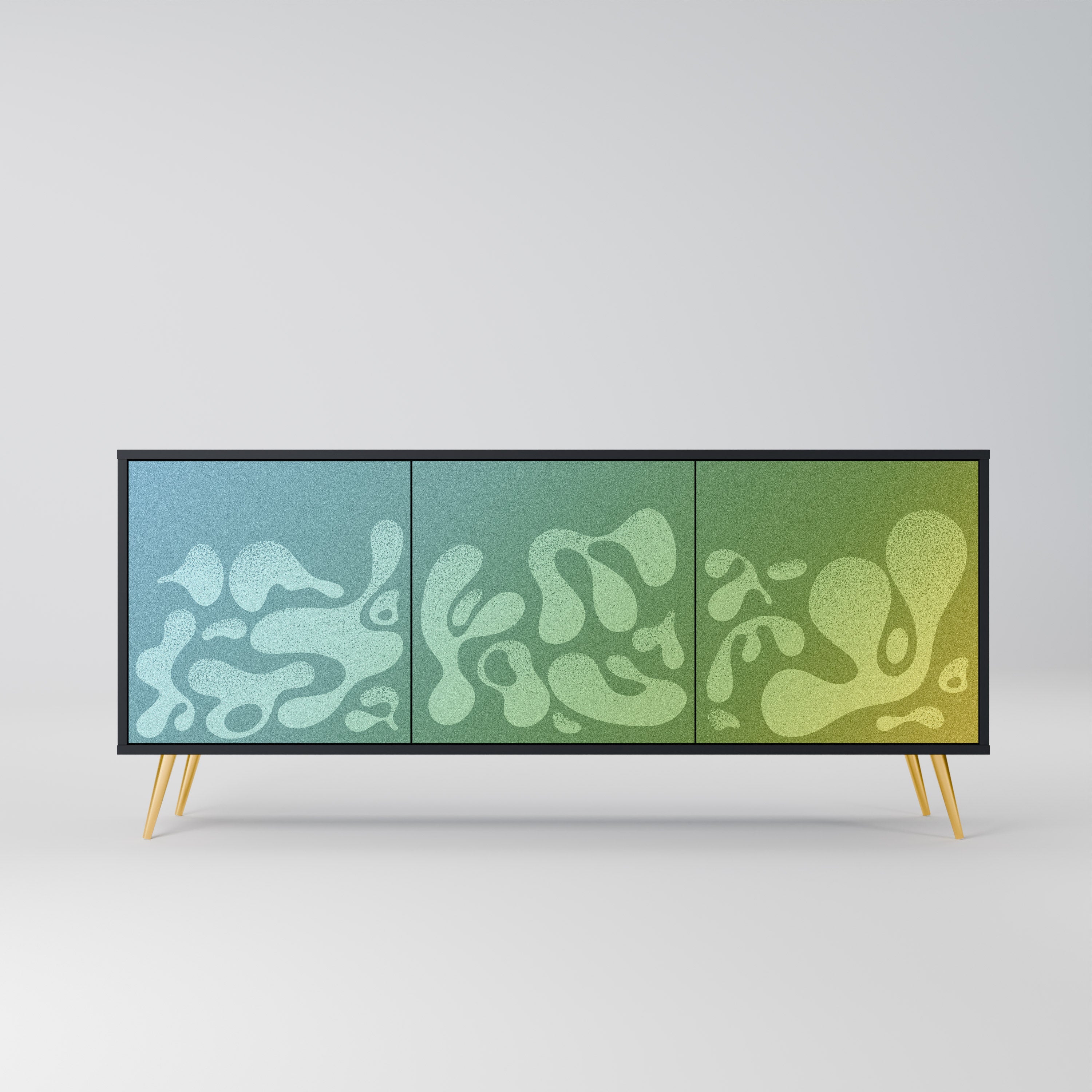 IRREGULAR BLUE Aparador de 3 Portas em Acabamento Preto