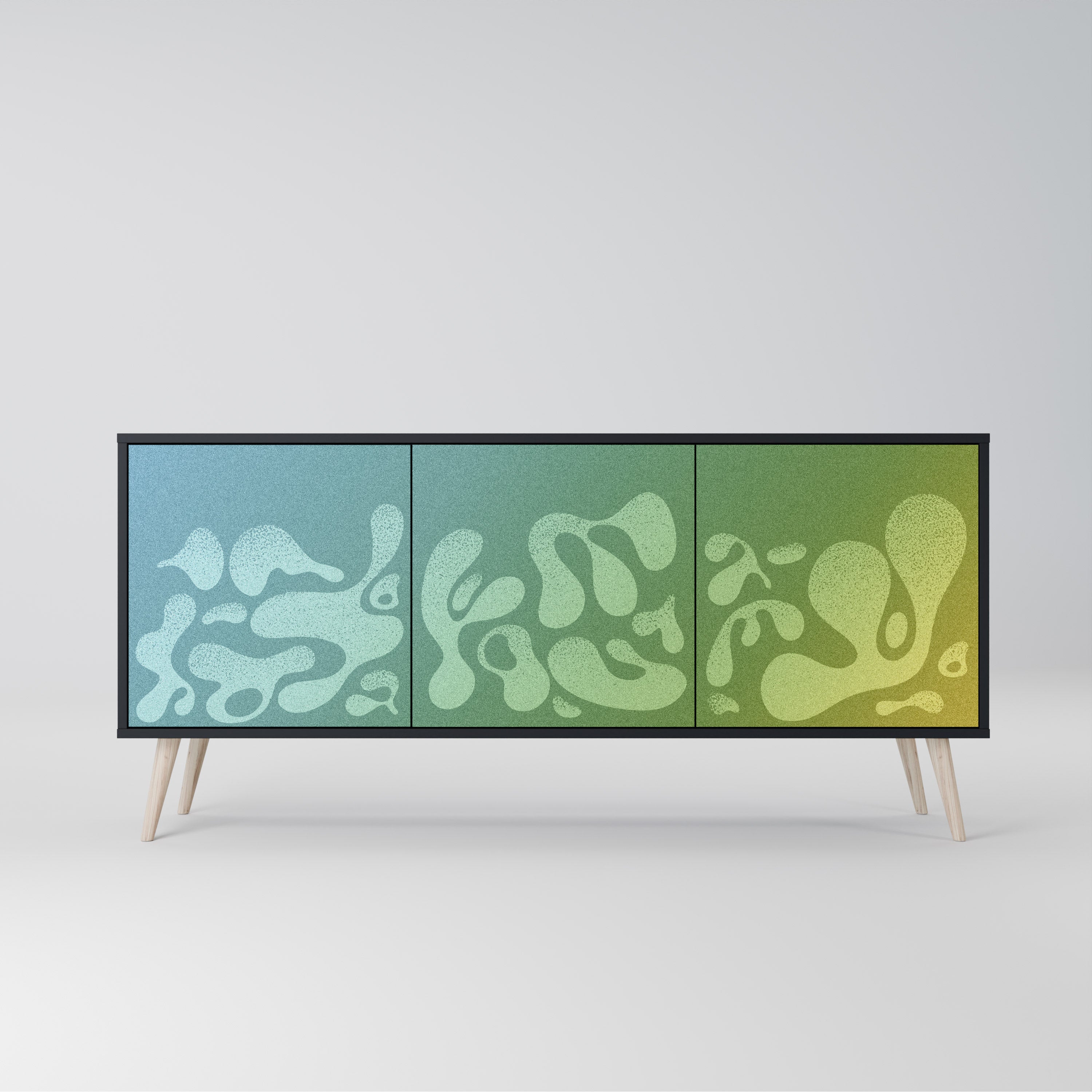 IRREGULAR BLUE Aparador de 3 Portas em Acabamento Preto