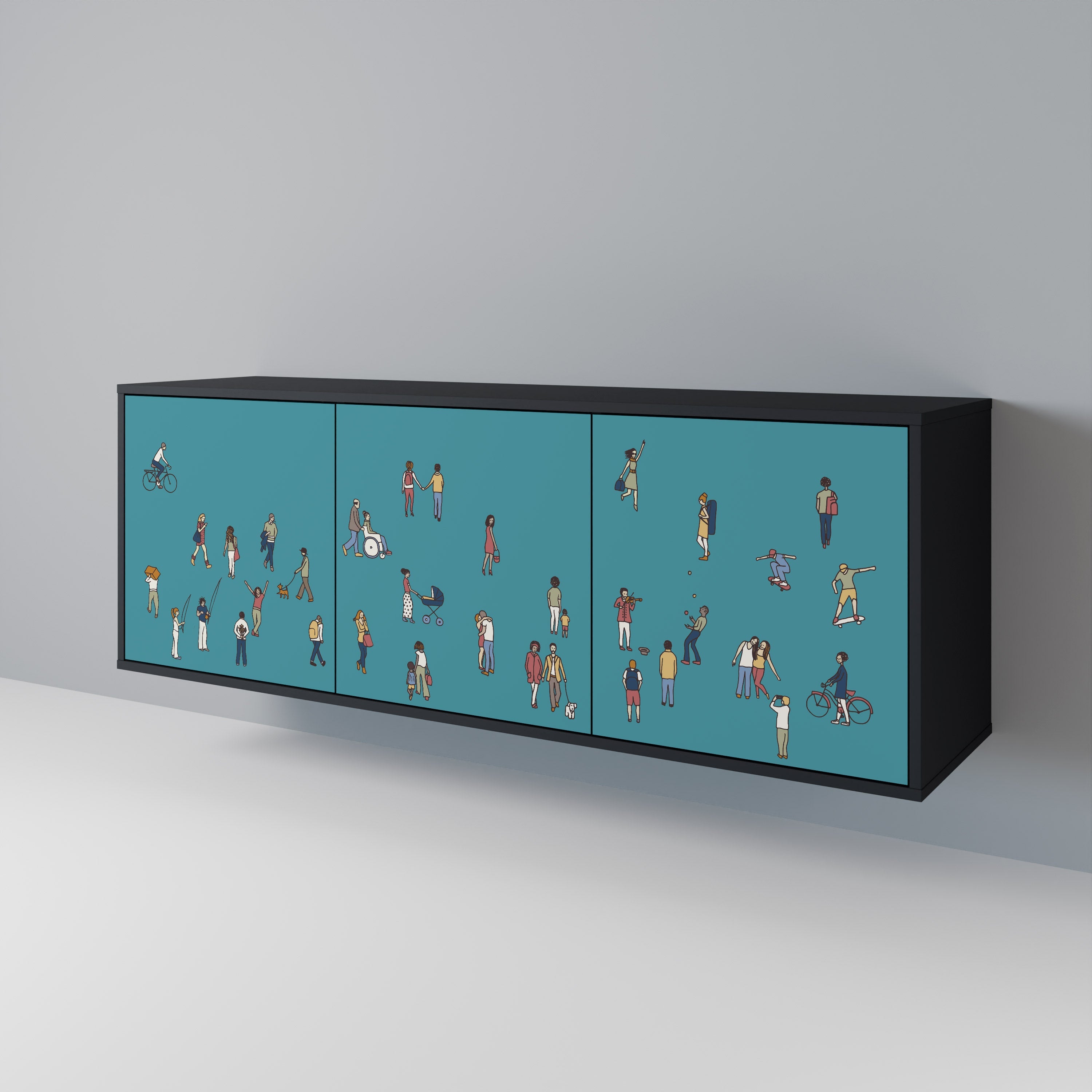 COLLECTIVE STREAM 3-Door Sideboard in Black Finish