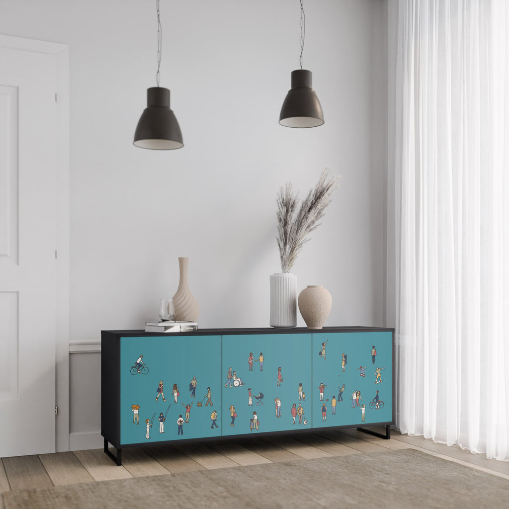 COLLECTIVE STREAM 3-Door Sideboard in Black Finish