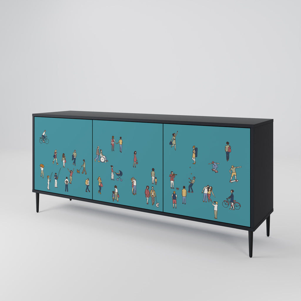 COLLECTIVE STREAM 3-Door Sideboard in Black Finish