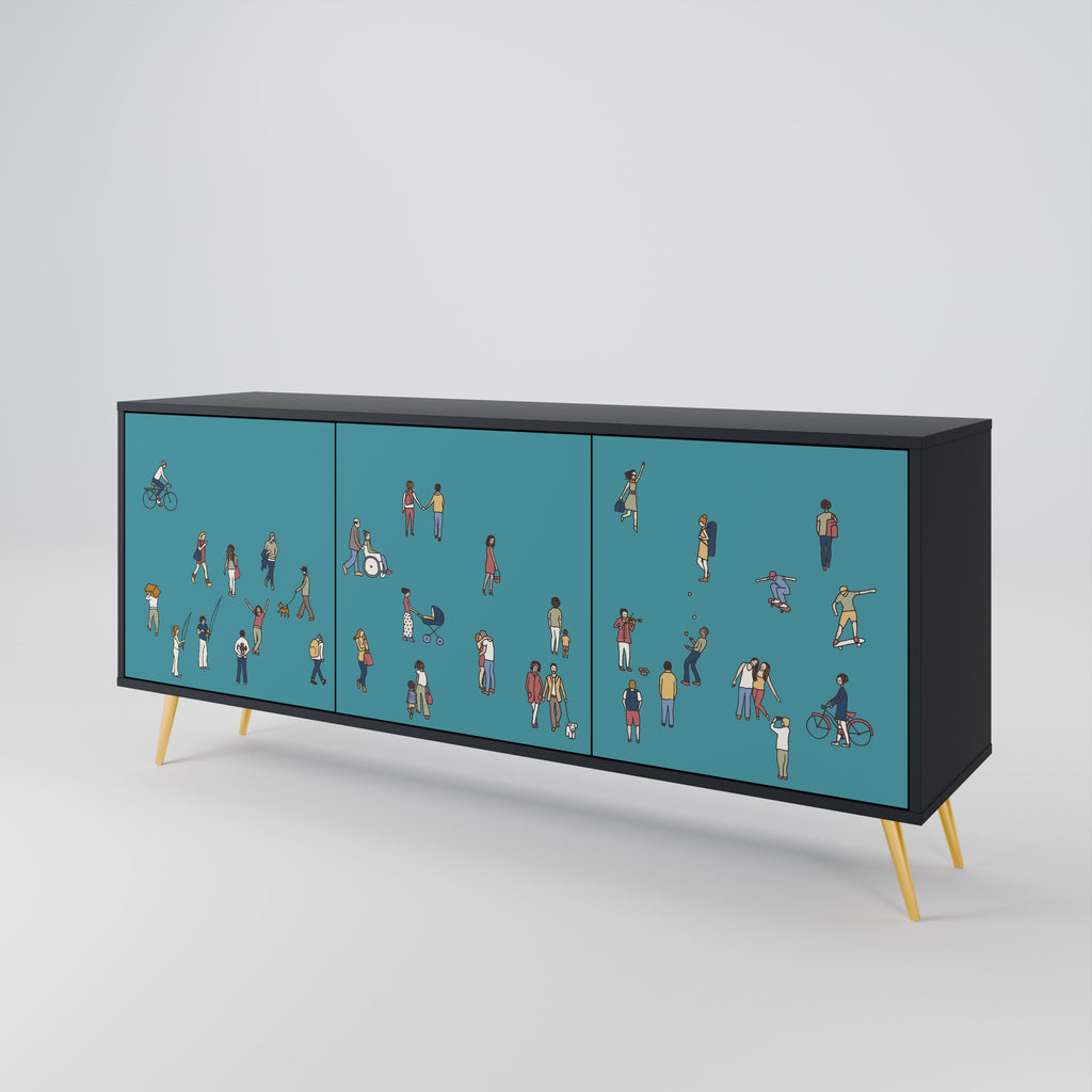 COLLECTIVE STREAM 3-Door Sideboard in Black Finish