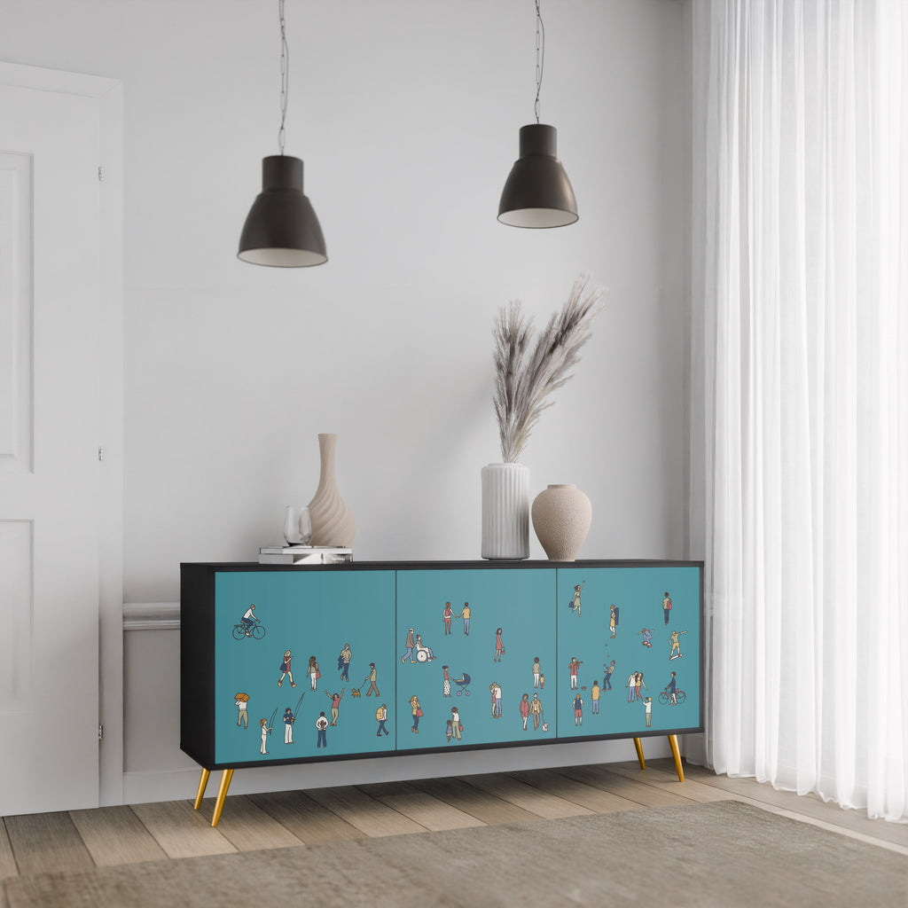 COLLECTIVE STREAM 3-Door Sideboard in Black Finish