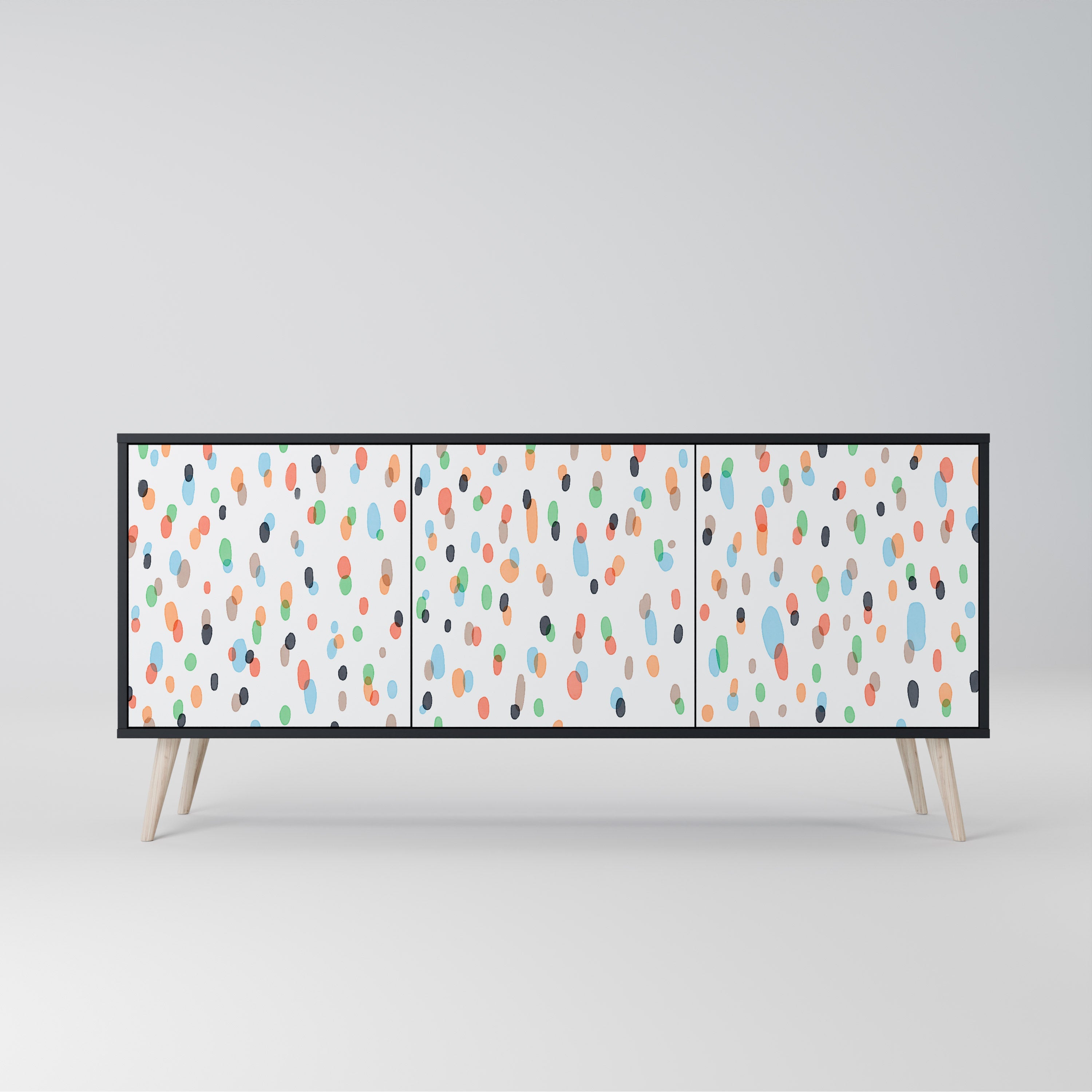 ENERGETIC SPOTS 3-Door Sideboard in Black Finish
