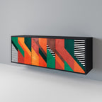 MAKESHIFT ARTISTRY Aparador de 3 Portas em Acabamento Preto