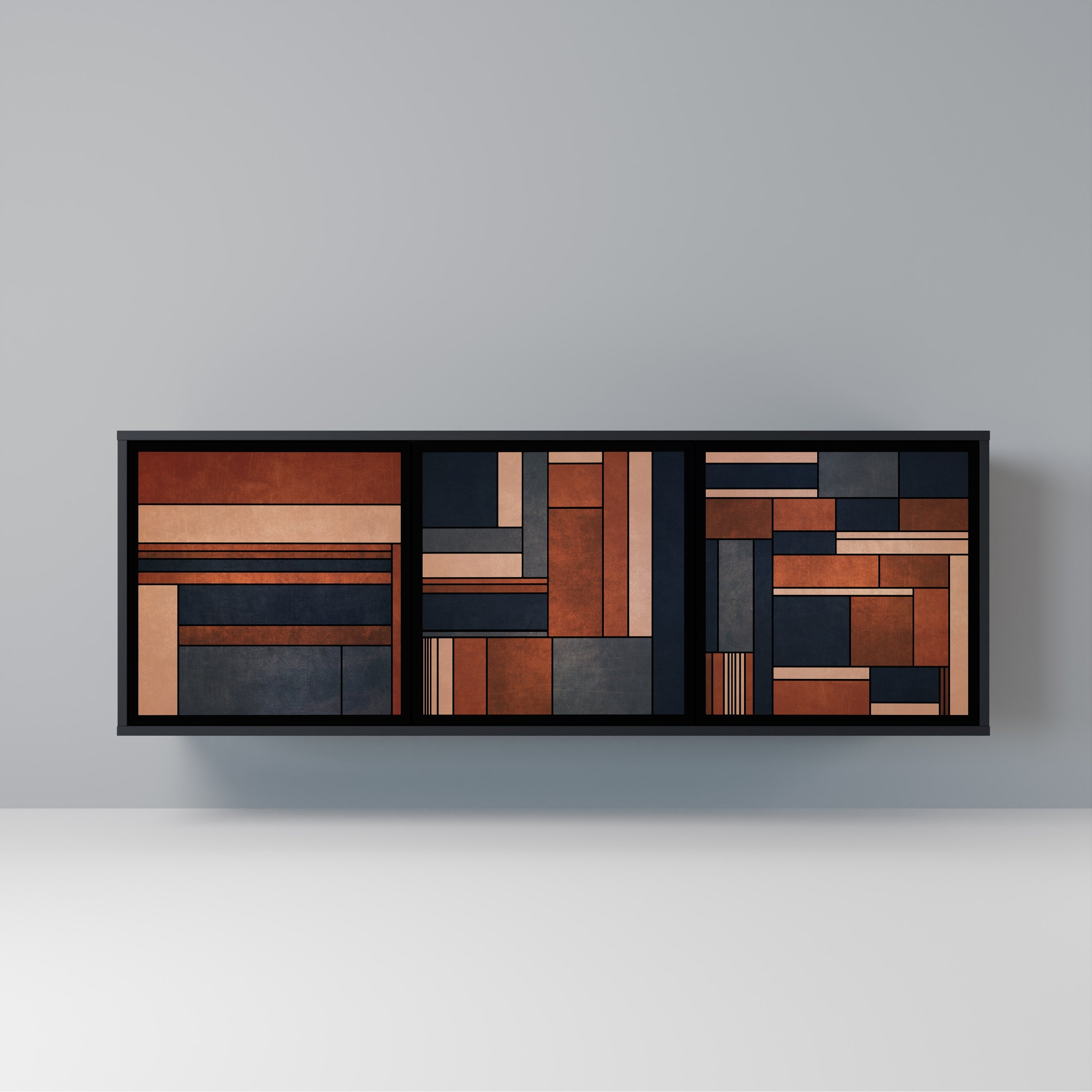 INTREPID FORMATION Aparador de 3 Portas em Acabamento Preto