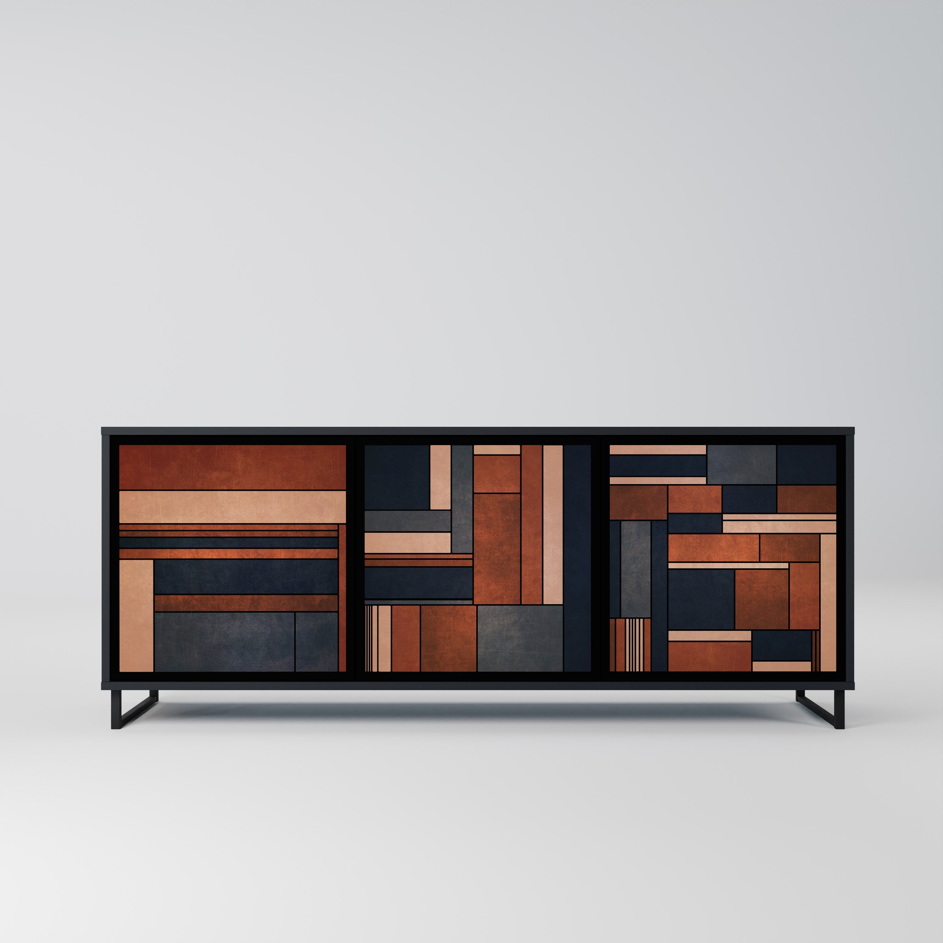 INTREPID FORMATION Aparador de 3 Portas em Acabamento Preto