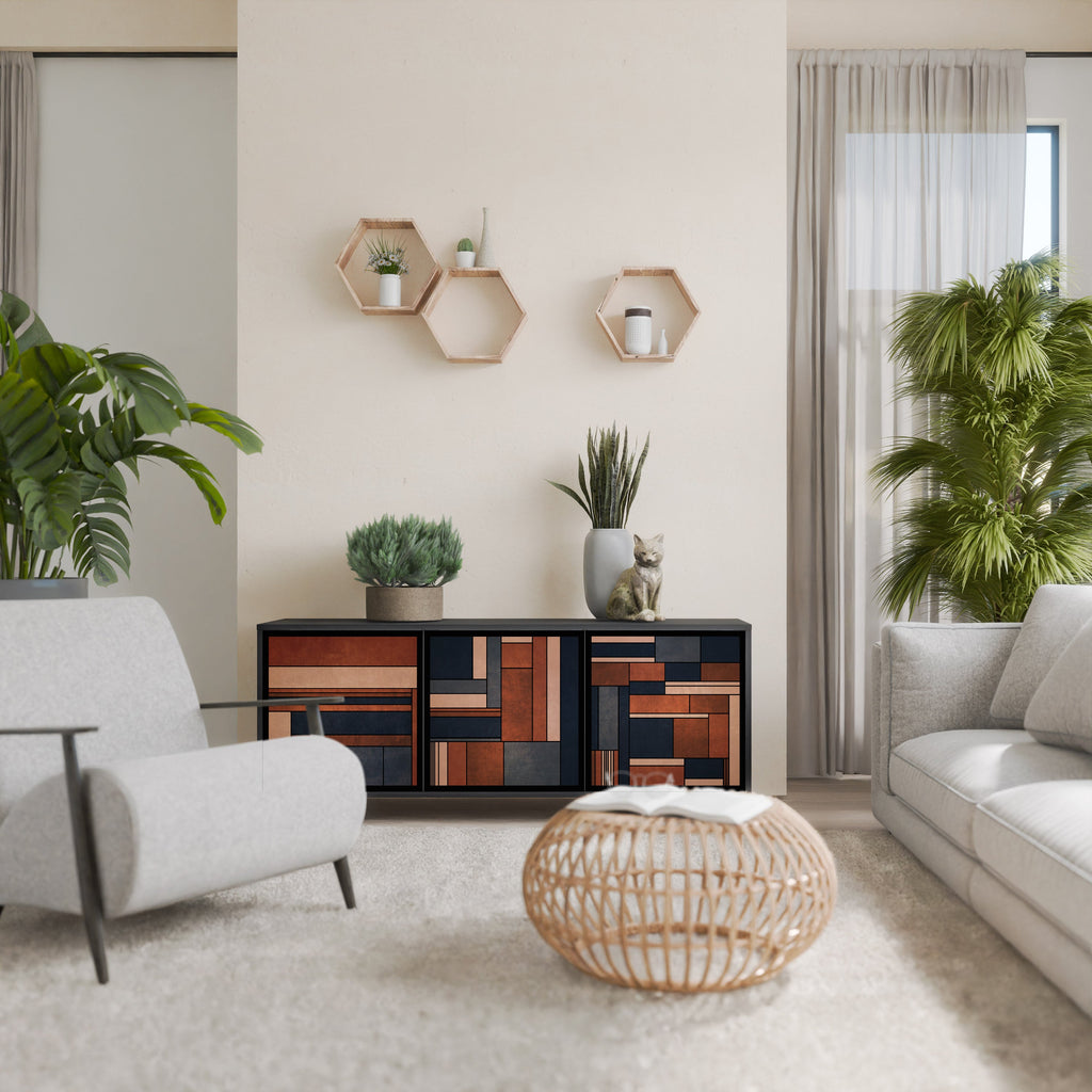 INTREPID FORMATION Aparador de 3 Portas em Acabamento Preto