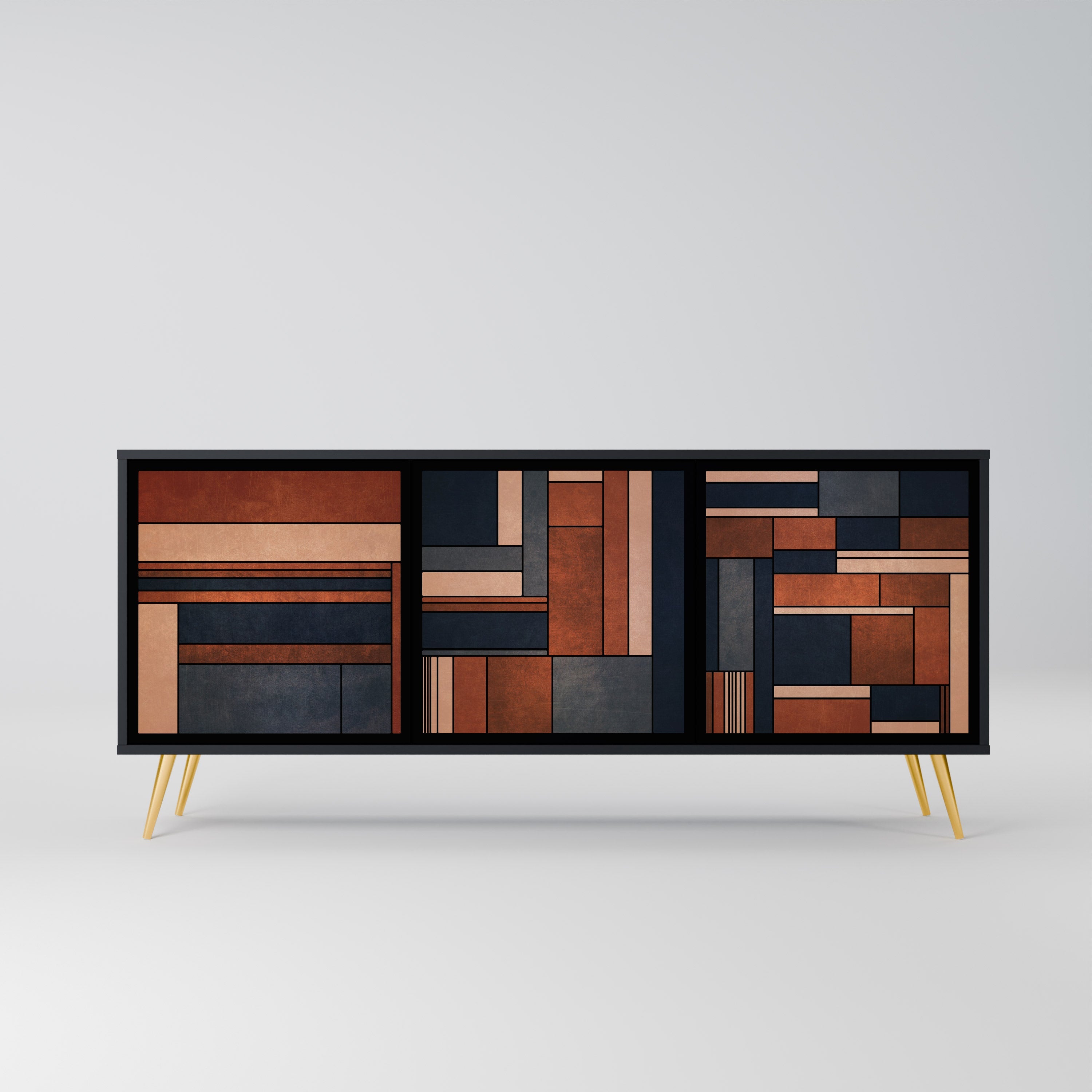 INTREPID FORMATION Aparador de 3 Portas em Acabamento Preto