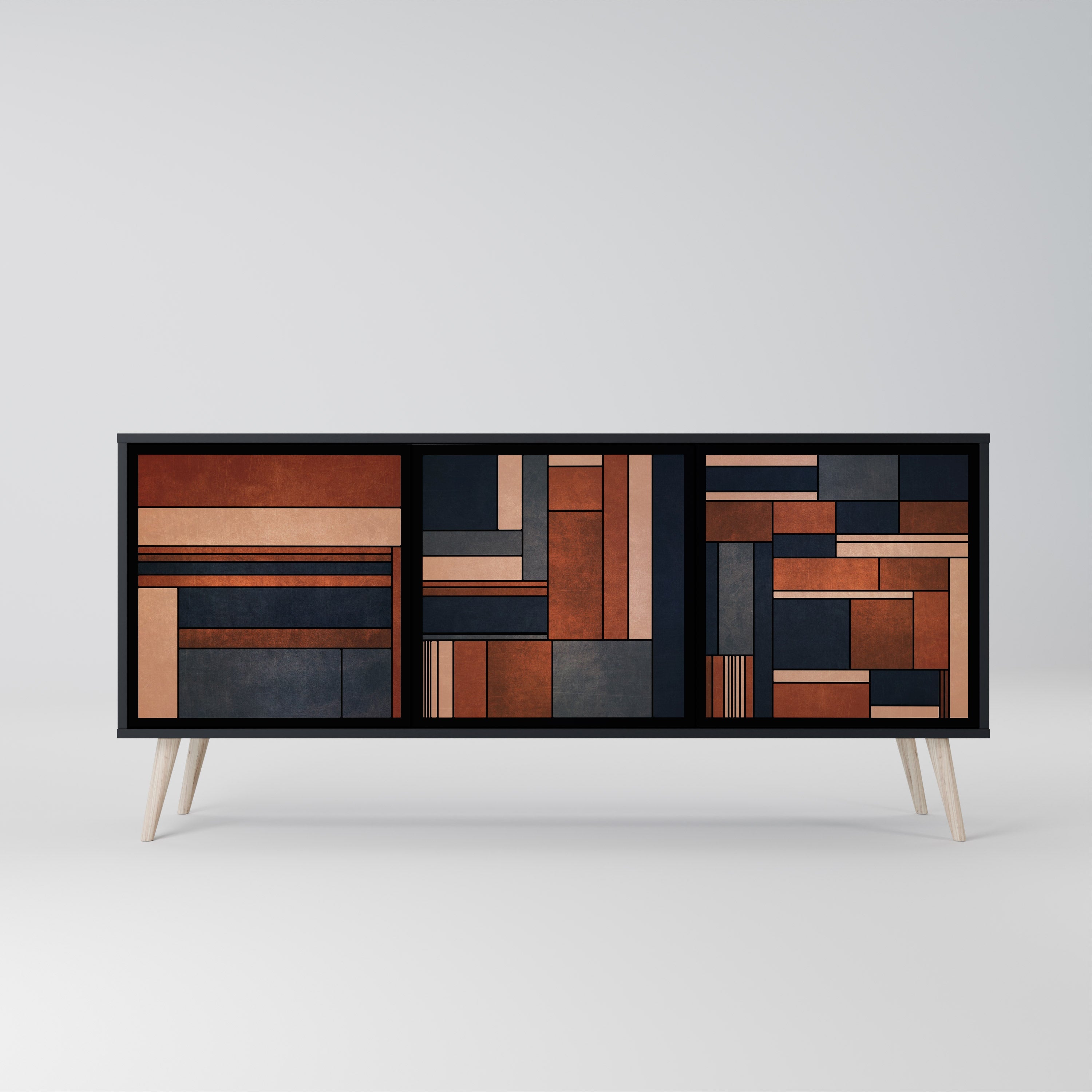 INTREPID FORMATION Aparador de 3 Portas em Acabamento Preto