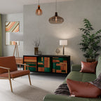 EARTHY FIGURES Aparador de 3 Portas em Acabamento Preto