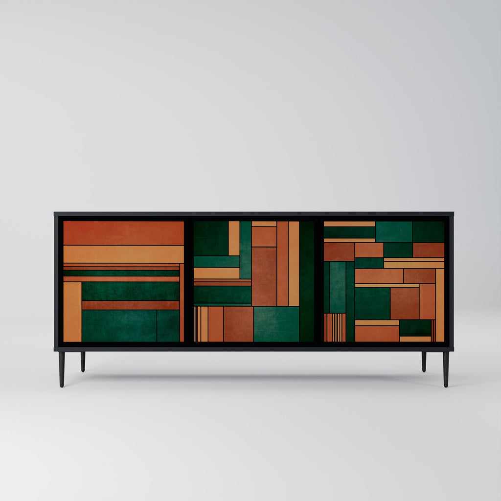 EARTHY FIGURES Aparador de 3 Portas em Acabamento Preto