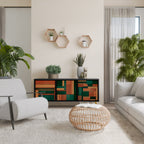 EARTHY FIGURES Aparador de 3 Portas em Acabamento Preto