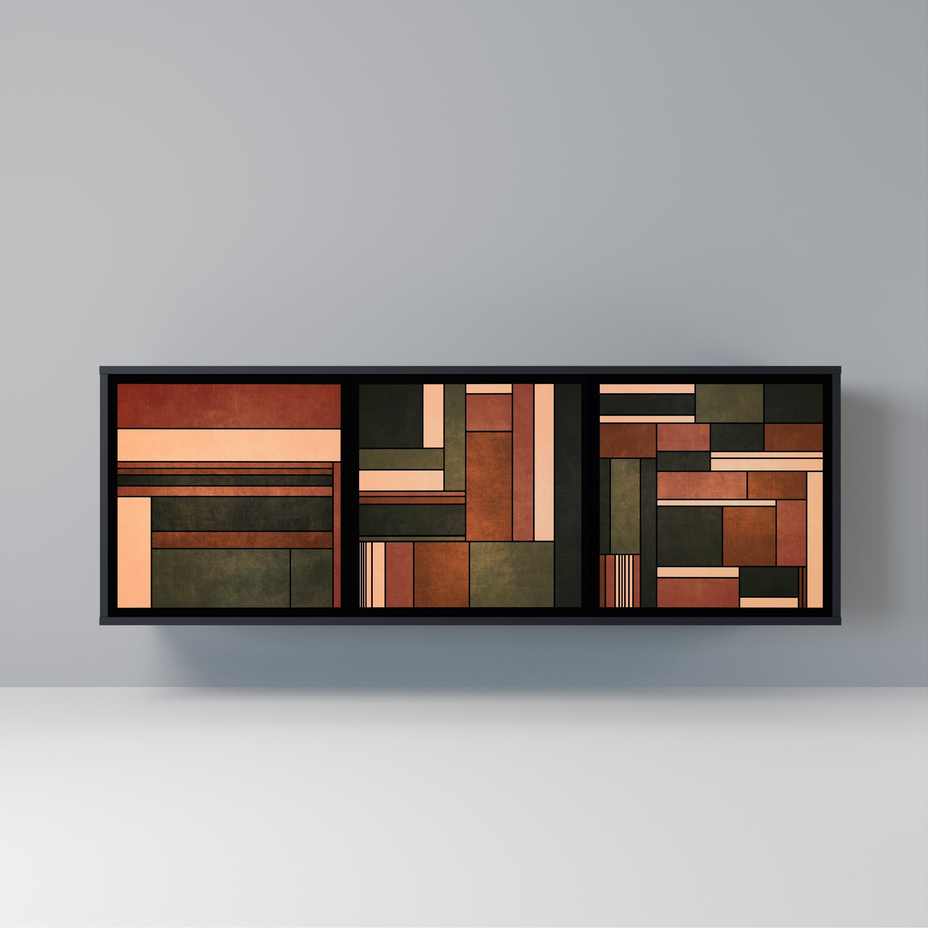 FIGURES OF NATURE Aparador de 3 Portas em Acabamento Preto