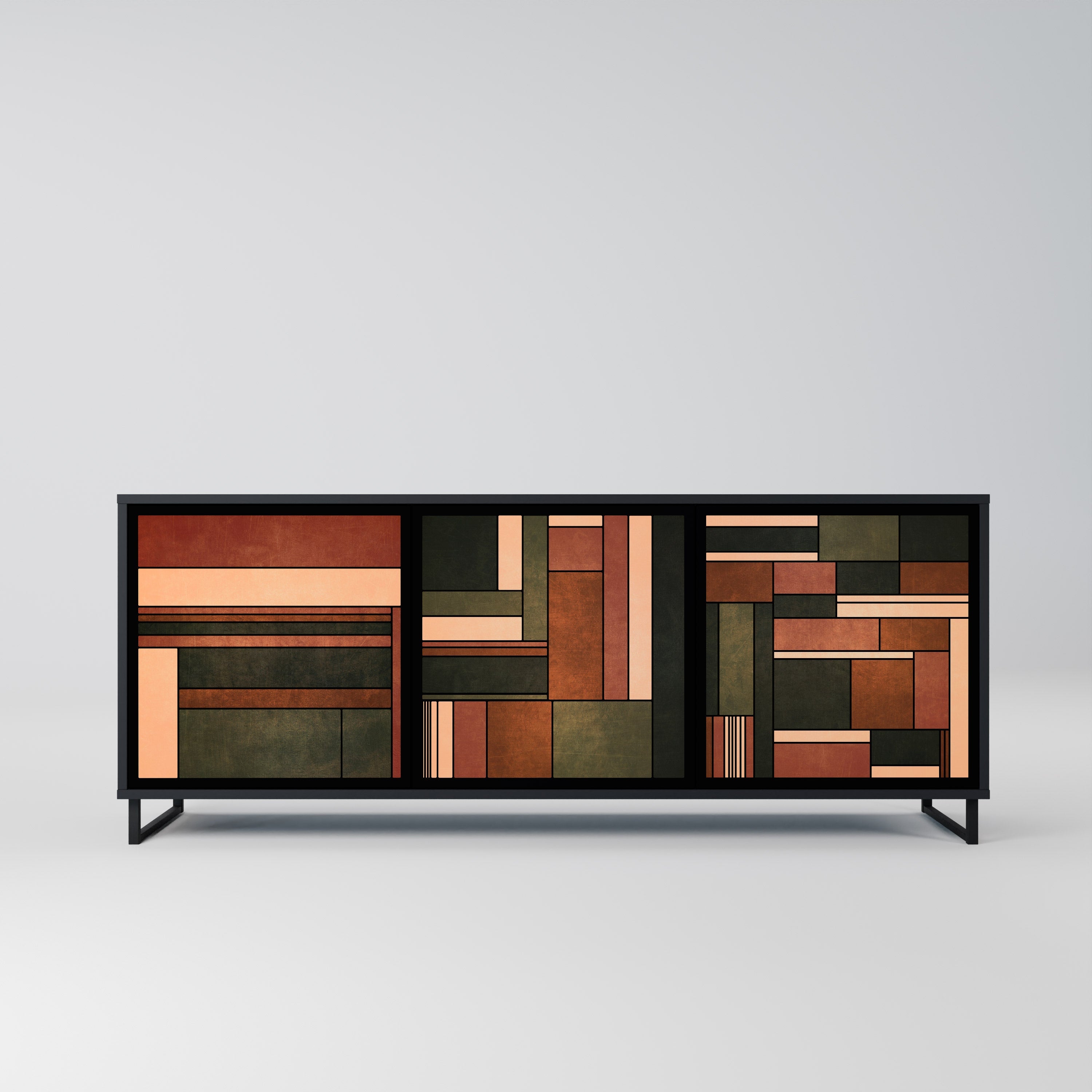 FIGURES OF NATURE Aparador de 3 Portas em Acabamento Preto