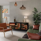 FIGURES OF NATURE Aparador de 3 Portas em Acabamento Preto