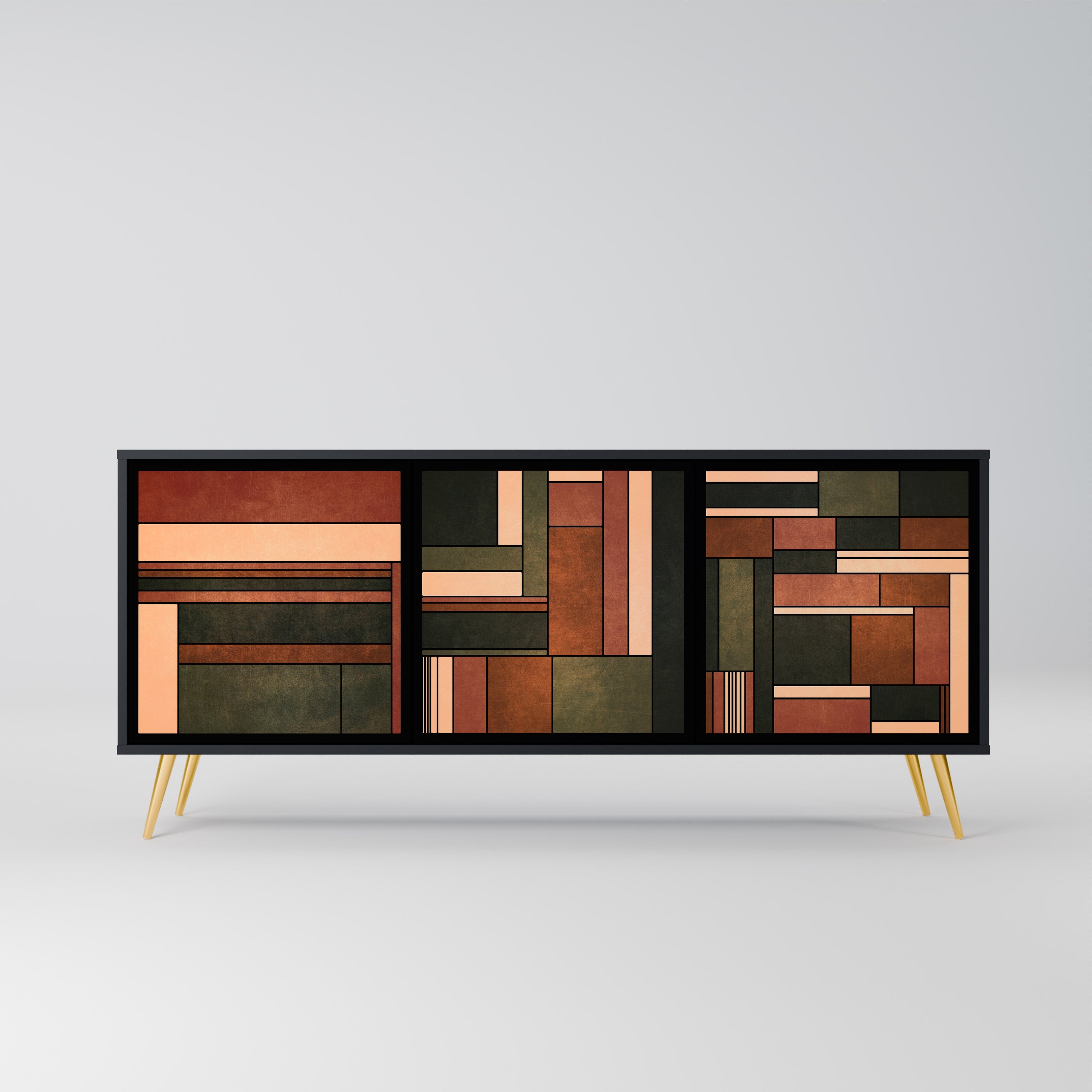 FIGURES OF NATURE Aparador de 3 Portas em Acabamento Preto