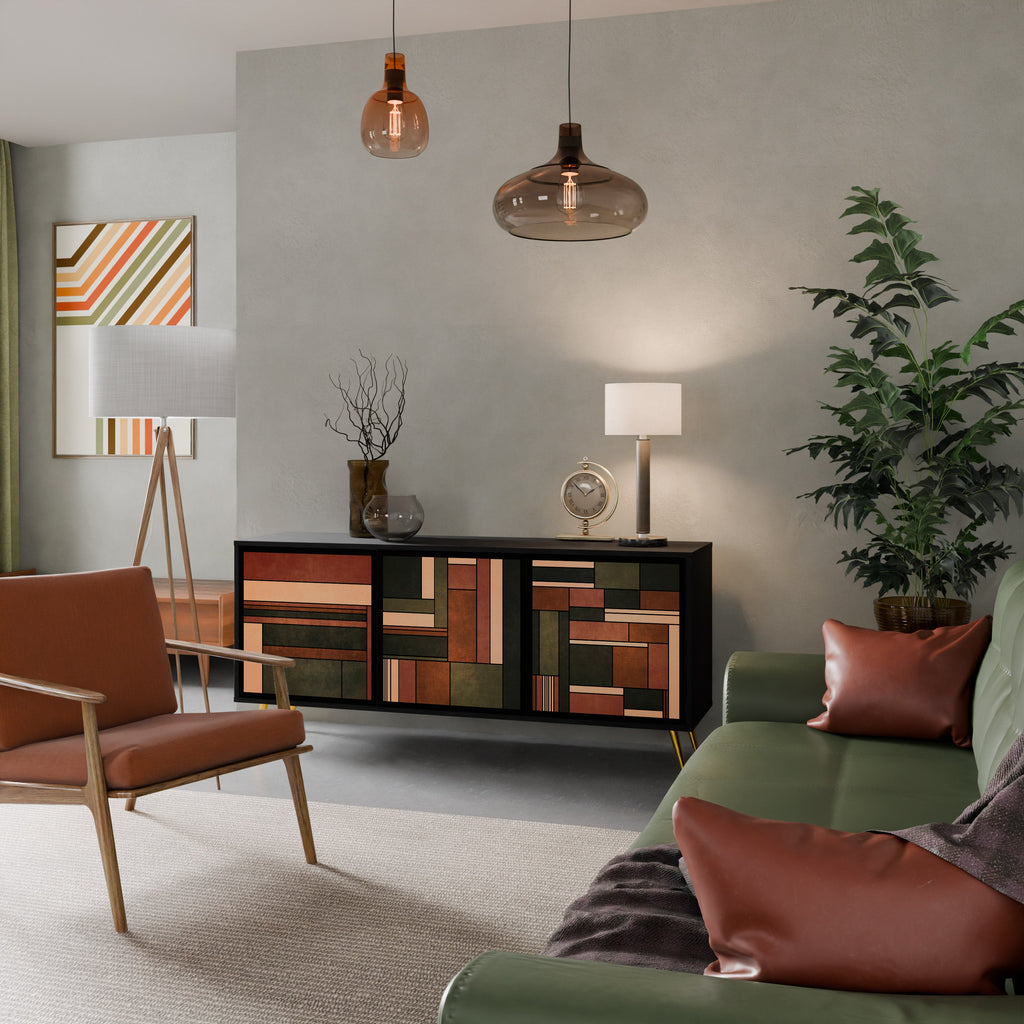 FIGURES OF NATURE Aparador de 3 Portas em Acabamento Preto