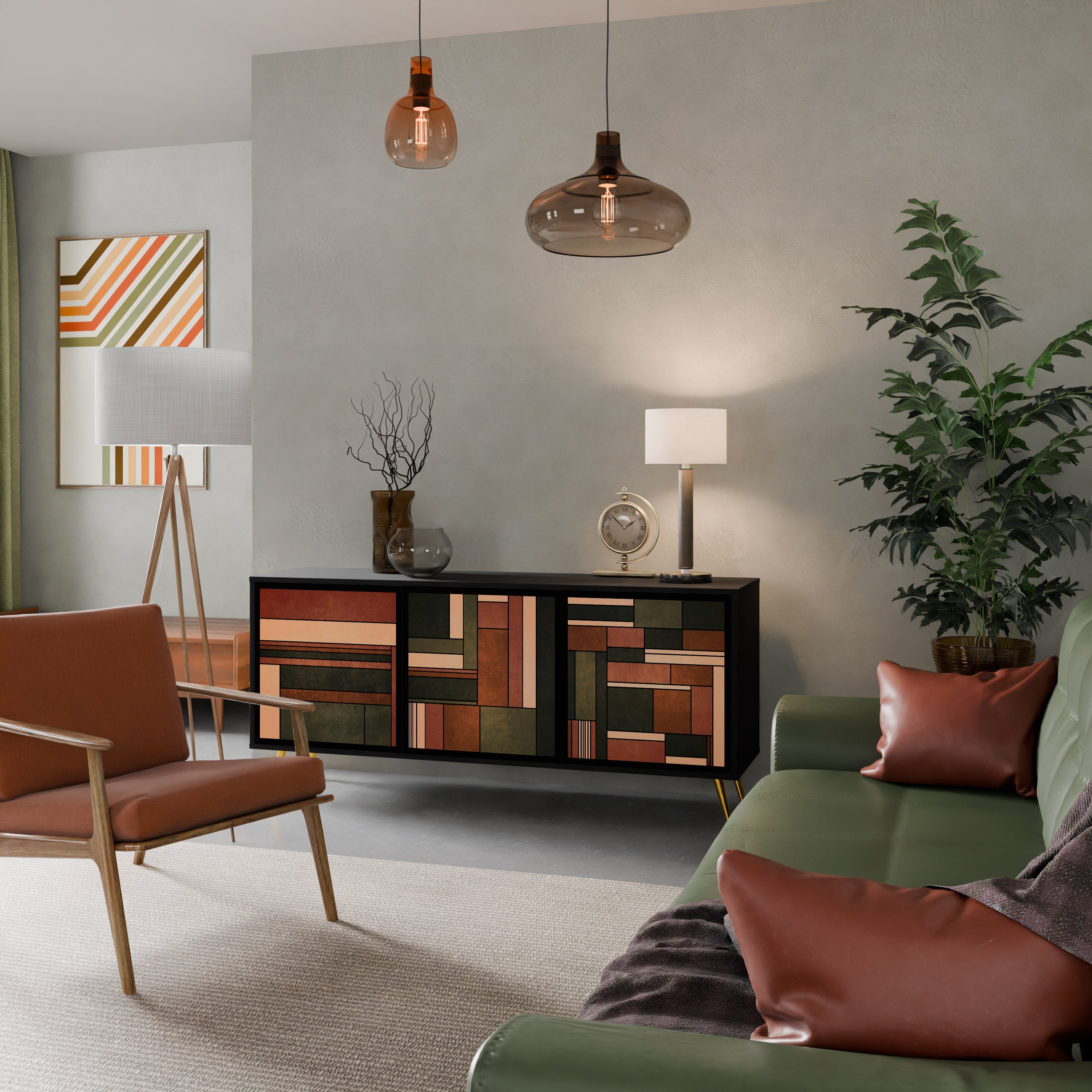 FIGURES OF NATURE Aparador de 3 Portas em Acabamento Preto